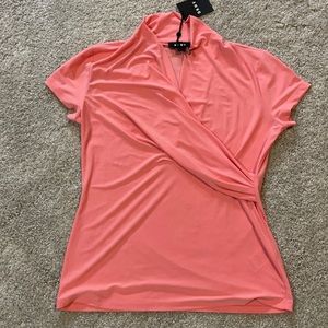 NWT DKNY Short-sleeved Blouse in Pink/Light Coral